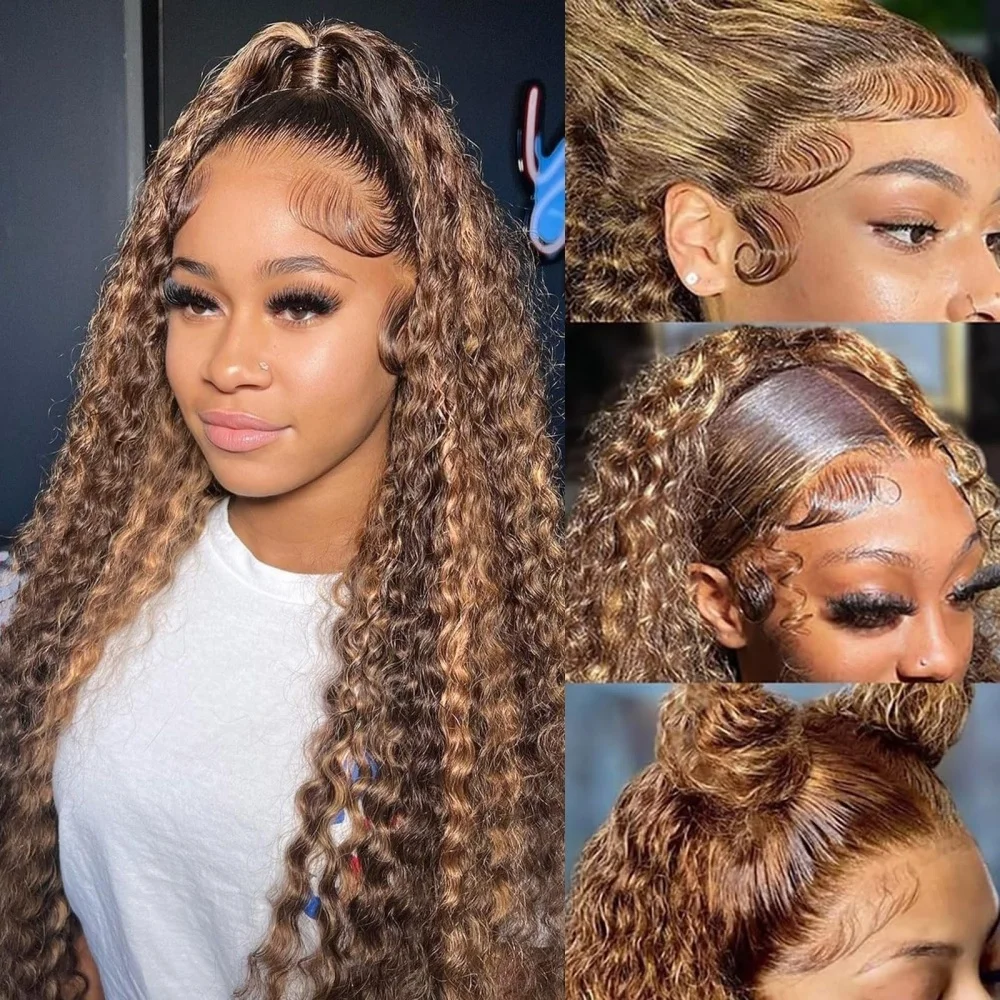 Deep Wave Highlight Lace Front Wigs Human Hair Transparent 220Density Honey Blond 13×4 Pre Plucked Frontal Wig For Women 4/27
Deep Wave Highlight Lace Front Wigs Human Hair Transparent 220Density Honey Blond 13×4 Pre Plucked Frontal Wig For Women 4/27