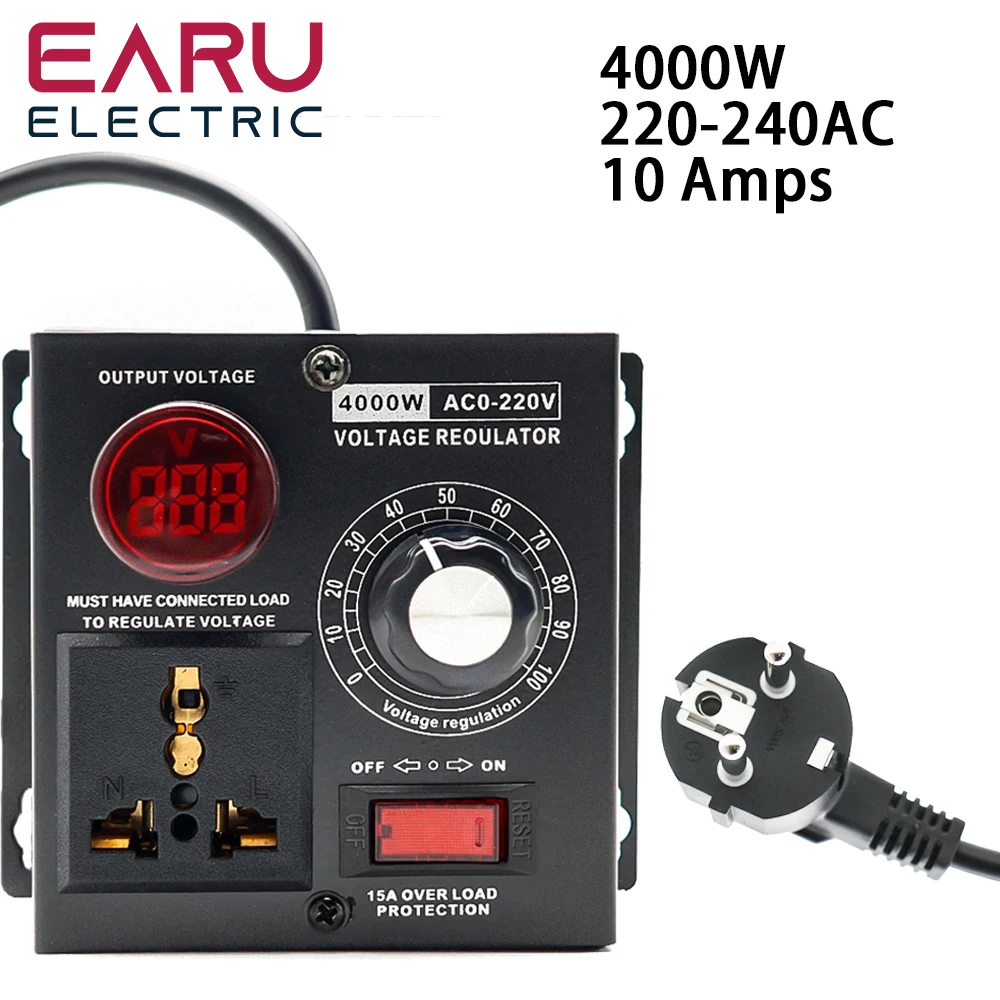 AC 220V 4000W Voltage Regulator Portable Temperature Speed Adjustable Voltage Regulator Compact Variable Voltage Controller
AC 220V 4000W Voltage Regulator Portable Temperature Speed Adjustable Voltage Regulator Compact Variable Voltage Controller