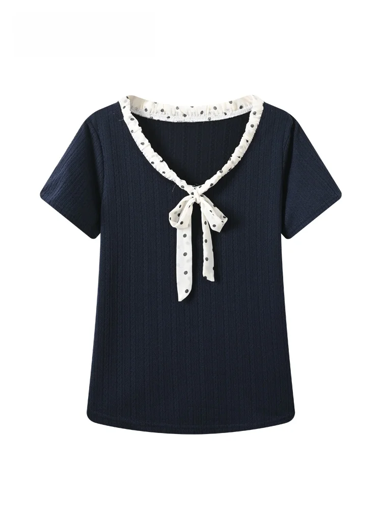 Summer New Style Big Size Women's T-shirt Short Sleeve Knot Design Anti-Aging Top Elegant Style Loose Fit Polyester...
Summer New Style Big Size Women's T-shirt Short Sleeve Knot Design Anti-Aging Top Elegant Style Loose Fit Polyester...