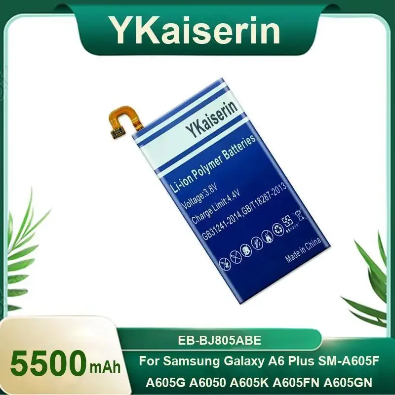 YKaiserin 5500mAh EB-BJ805ABE Battery For Samsung Galaxy J8 On8 2018 A6 Plus A6+ / A9 Star Lite SM-A605F A6050 A6058 Bateria
YKaiserin 5500mAh EB-BJ805ABE Battery For Samsung Galaxy J8 On8 2018 A6 Plus A6+ / A9 Star Lite SM-A605F A6050 A6058 Bateria