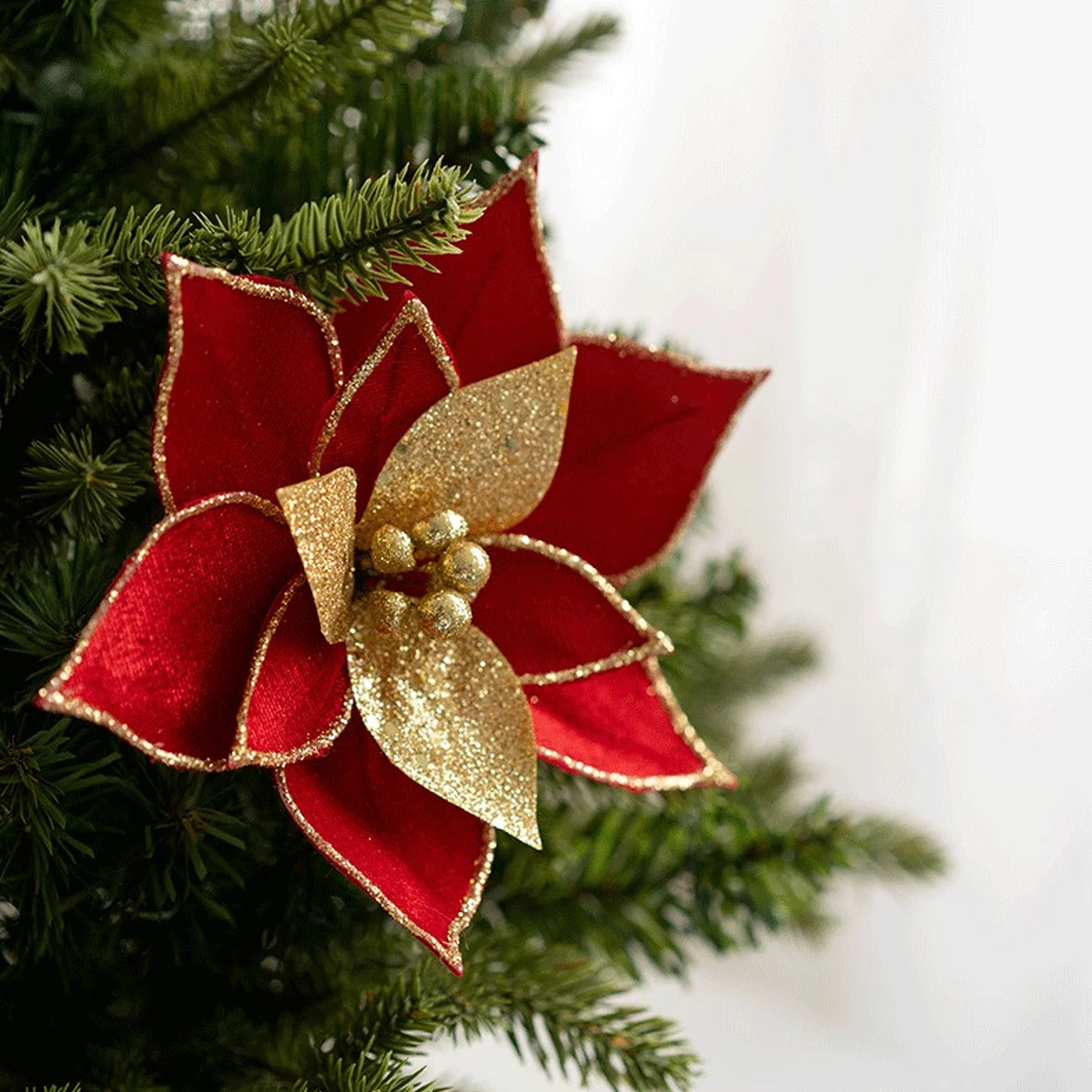 10Pcs Glitter Artificial Christmas Tree Decorative Flower Fake Cloth Xmas Pendant Ornaments Home Party Wedding DIY Decoration
10Pcs Glitter Artificial Christmas Tree Decorative Flower Fake Cloth Xmas Pendant Ornaments Home Party Wedding DIY Decoration