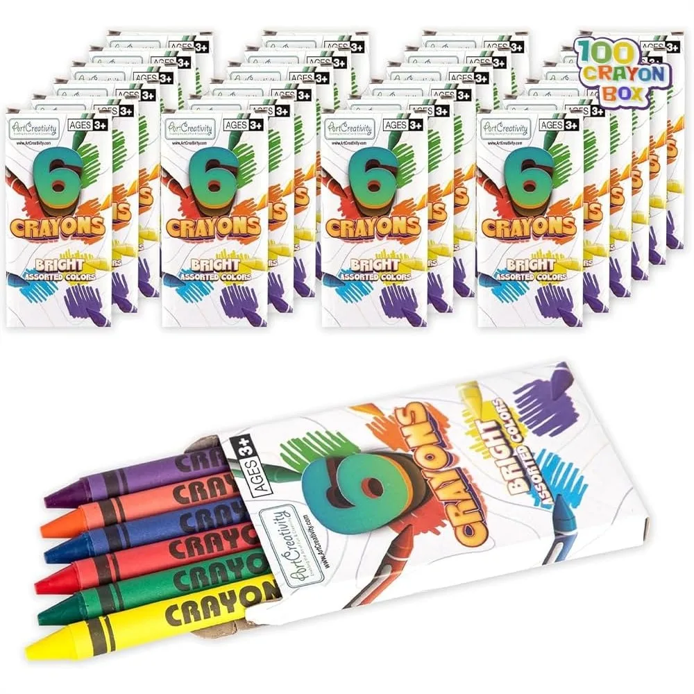 Bulk Crayons Set 600 Pcs 100 Packs of 6 for Kids Classroom Party Favors with 6 Vibrant Colors
Bulk Crayons Set 600 Pcs 100 Packs of 6 for Kids Classroom Party Favors with 6 Vibrant Colors