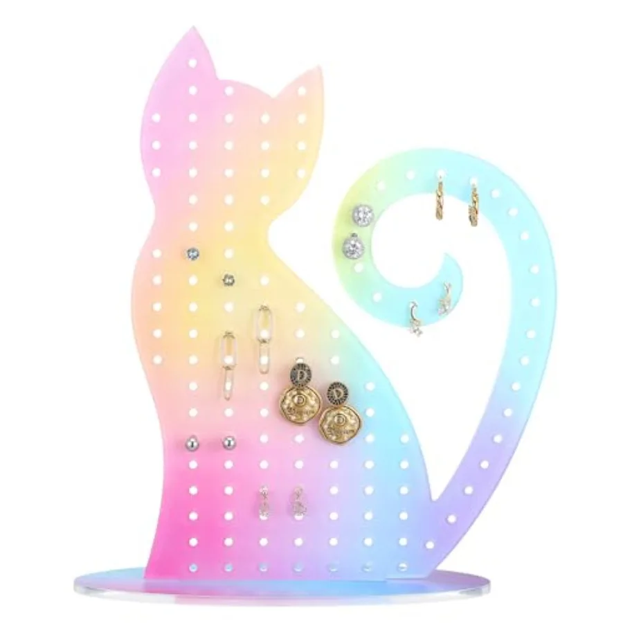 Cat Earring Holder Iridescent Acrylic Earring Organizer with 136 Holes Colorful Jewelry Display Stand for Girls and Women, Ear
Cat Earring Holder Iridescent Acrylic Earring Organizer with 136 Holes Colorful Jewelry Display Stand for Girls and Women, Ear