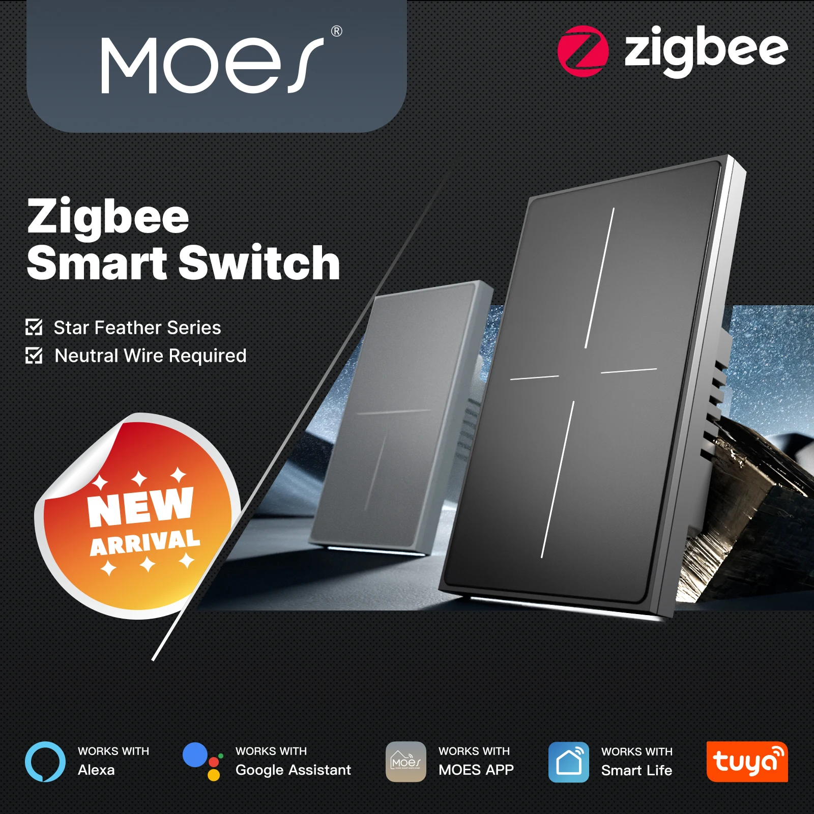 MOES Tuya ZigBee Star Feather Switch US Smart Air Touch With Neutral Light Scene 2in1 APP Remote Control with Alexa Google Home
MOES Tuya ZigBee Star Feather Switch US Smart Air Touch With Neutral Light Scene 2in1 APP Remote Control with Alexa Google Home