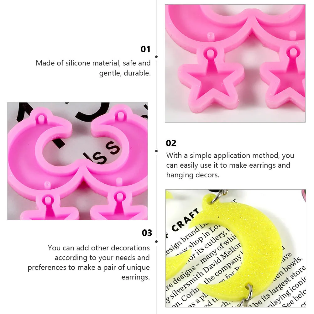Earrings Molds 3 Sets Resin Casting Star Moon Jewelry DIY Crystal Epoxy Mold Birthday Gift Silicone Accessories
Earrings Molds 3 Sets Resin Casting Star Moon Jewelry DIY Crystal Epoxy Mold Birthday Gift Silicone Accessories