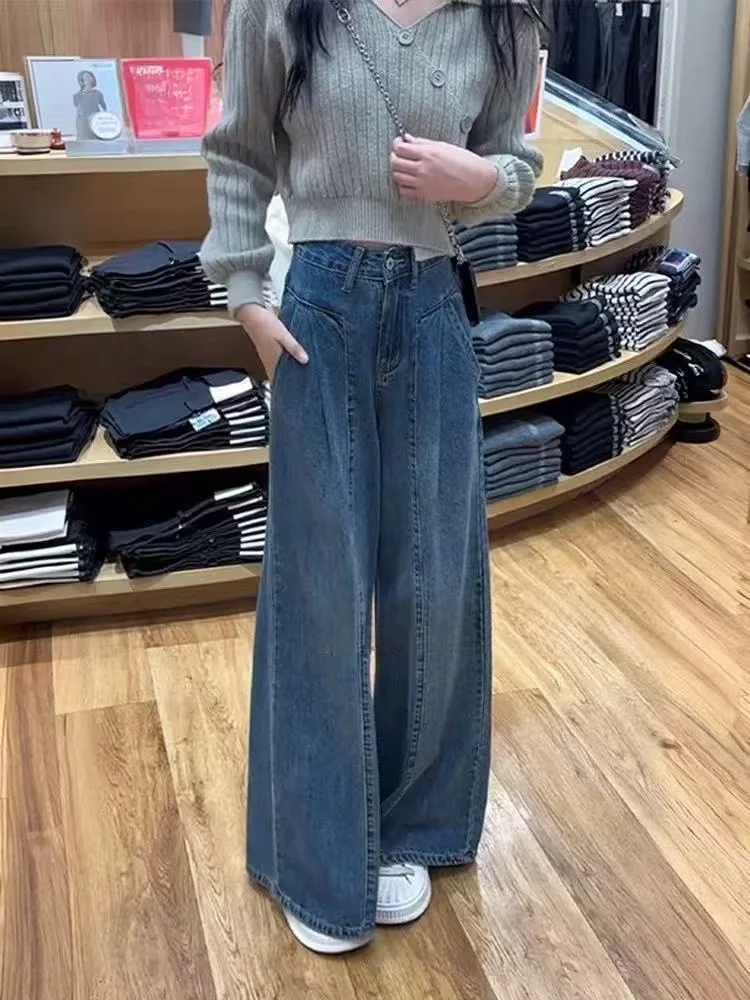 High Waist Wide Leg Elastic Jeans Women's Retro Spring Autumn 2025 New Small Size Slim Straight Floor-Length Pants Trendy
High Waist Wide Leg Elastic Jeans Women's Retro Spring Autumn 2025 New Small Size Slim Straight Floor-Length Pants Trendy