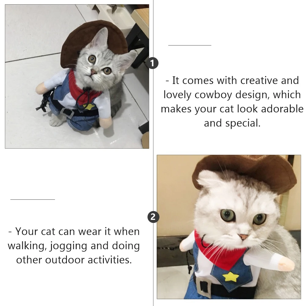 1 Set Funny Cat Cowboy Costume Creative Design For Outdoor Activities Pet Party Clothes Breathable And Comfortable Daily Wear 
1 Set Funny Cat Cowboy Costume Creative Design For Outdoor Activities Pet Party Clothes Breathable And Comfortable Daily Wear