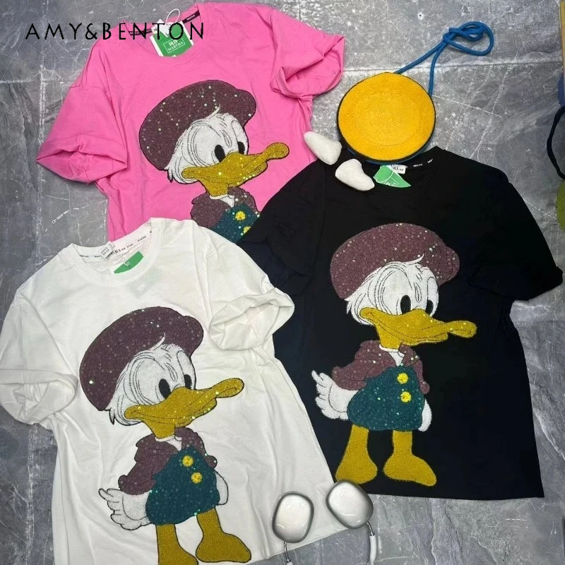 Summer New Embroidered Cartoon Mid-Length Casual Tshirts Comfortable Short-Sleeves Top Tees Kawaii Clothes Sweet T Shirt Women
Summer New Embroidered Cartoon Mid-Length Casual Tshirts Comfortable Short-Sleeves Top Tees Kawaii Clothes Sweet T Shirt Women
