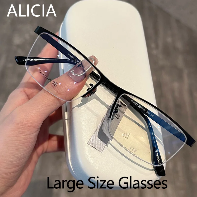 ALICIA Men Large Size Eyeglasses Square Half Frame Ultra Light Pure Titanium Spectacle Optical Prescription Frames Luxury
ALICIA Men Large Size Eyeglasses Square Half Frame Ultra Light Pure Titanium Spectacle Optical Prescription Frames Luxury