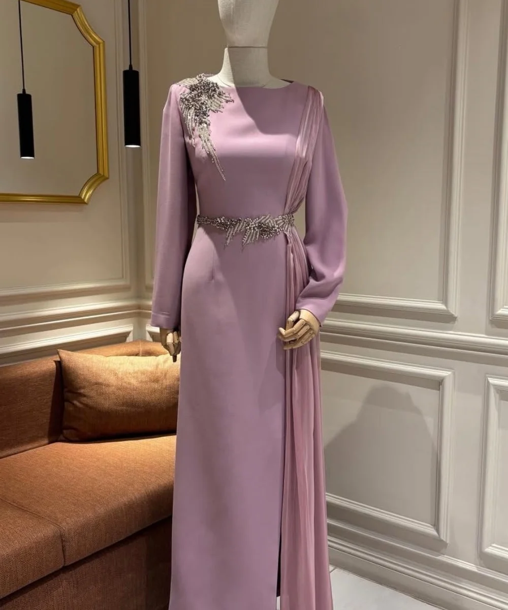 Customized Formal Jersey Pleat Sash Pattern Straight O-Neck Long Evening Dresses Luxury 2025 Simple Modern Style
Customized Formal Jersey Pleat Sash Pattern Straight O-Neck Long Evening Dresses Luxury 2025 Simple Modern Style