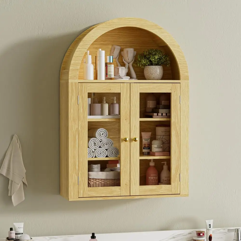 Over-the-Toilet Wall-Mounted Medicine Cabinet with Glass Door, Adjustable Shelves, Natural Oak Finish, 23.6W × 31.5H
Over-the-Toilet Wall-Mounted Medicine Cabinet with Glass Door, Adjustable Shelves, Natural Oak Finish, 23.6W × 31.5H