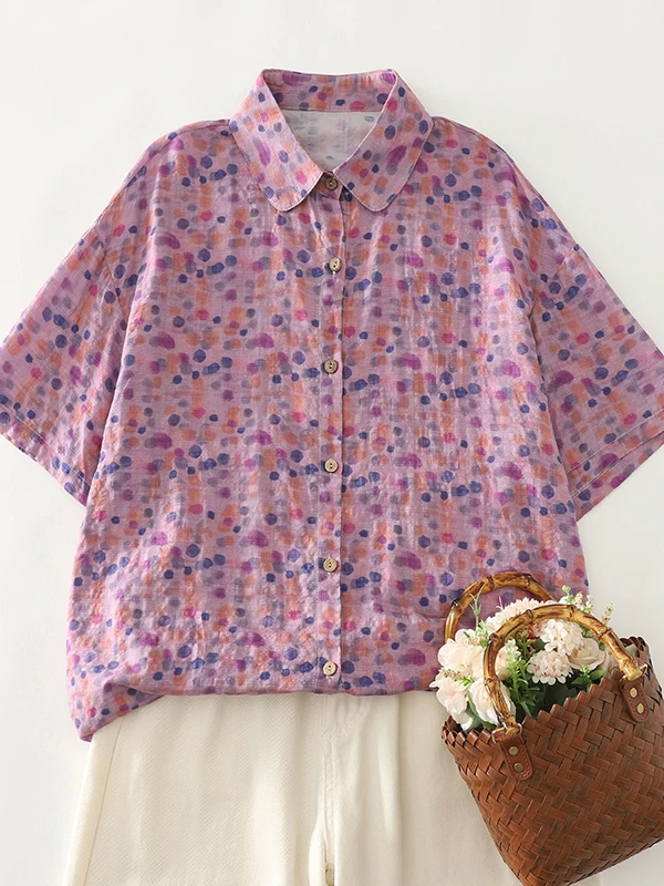 Slimming Effect Loose Short Sleeve Shirt Artistic Style Large Size Printed Retro Women's Summer Fashion Casual Breathable Top
Slimming Effect Loose Short Sleeve Shirt Artistic Style Large Size Printed Retro Women's Summer Fashion Casual Breathable Top