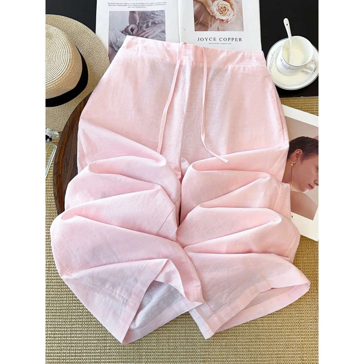 Casual Wide Leg Pants Women's plus Size Summer New Thin Straight Cut Harem Pants Artistic Style Natural Waist Other Material
Casual Wide Leg Pants Women's plus Size Summer New Thin Straight Cut Harem Pants Artistic Style Natural Waist Other Material