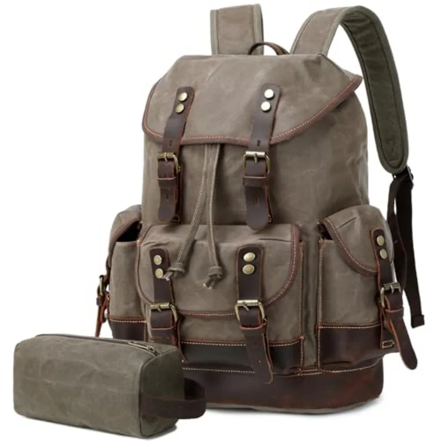 Wogarl Leather Backpack for Men, Waxed Canvas Vintage Backpack Rucksack for Business College Travel Hiking Shoulder Daypacks Wi
Wogarl Leather Backpack for Men, Waxed Canvas Vintage Backpack Rucksack for Business College Travel Hiking Shoulder Daypacks Wi