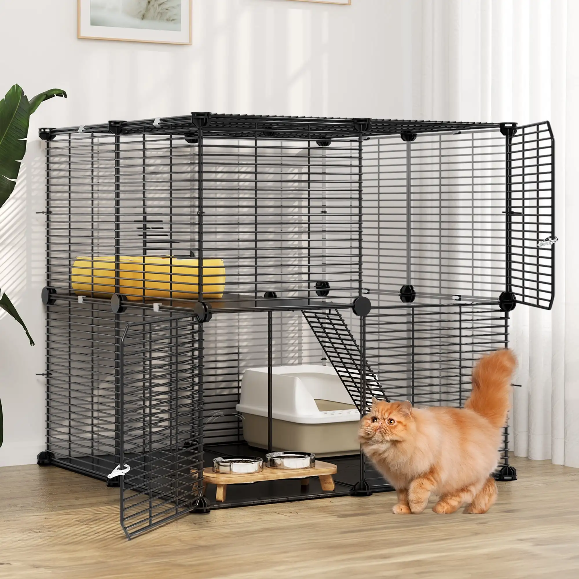 Cat Cage 2 Tier Indoor Cat Enclosures Kitten Cage DIY Pet Playpen Metal Kennel for 1-2 Cats, Ferret, Chinchilla, Rabbit,
Cat Cage 2 Tier Indoor Cat Enclosures Kitten Cage DIY Pet Playpen Metal Kennel for 1-2 Cats, Ferret, Chinchilla, Rabbit,