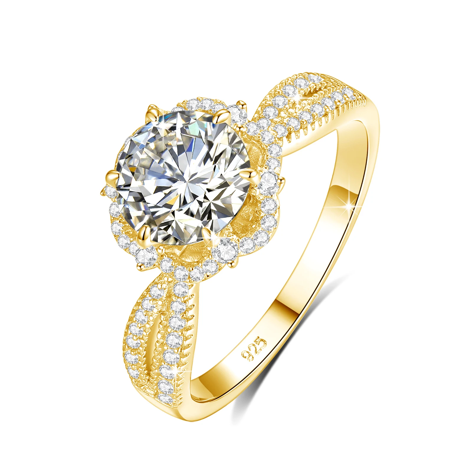 Vintage Crown Halo Ring 18K Gold Plated 925 Silver Round Moissanite Center Stone Engagement Wedding Jewelry Gift For Women
Vintage Crown Halo Ring 18K Gold Plated 925 Silver Round Moissanite Center Stone Engagement Wedding Jewelry Gift For Women