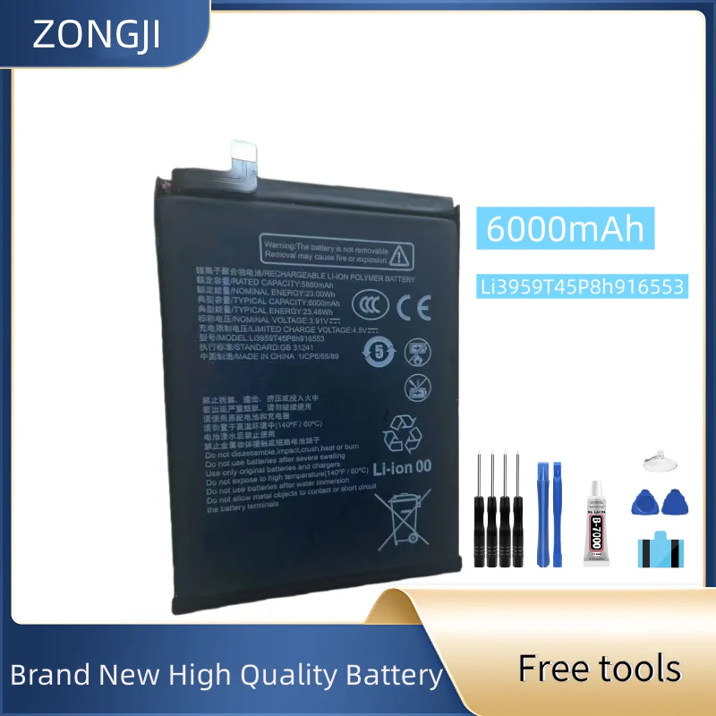 New Battery Li3959T45P8h916553 6000mAh Mobile Phone Battery + Free Tools
New Battery Li3959T45P8h916553 6000mAh Mobile Phone Battery + Free Tools