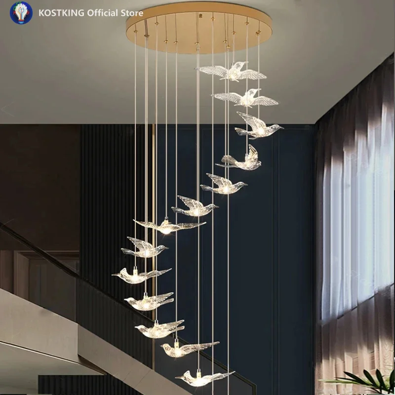 Luxury Led Chandelier For Staircase Modern Home Decor Hanging Lamp Creative Bird Design Lighting Acrylic Living Room Lustre
Luxury Led Chandelier For Staircase Modern Home Decor Hanging Lamp Creative Bird Design Lighting Acrylic Living Room Lustre