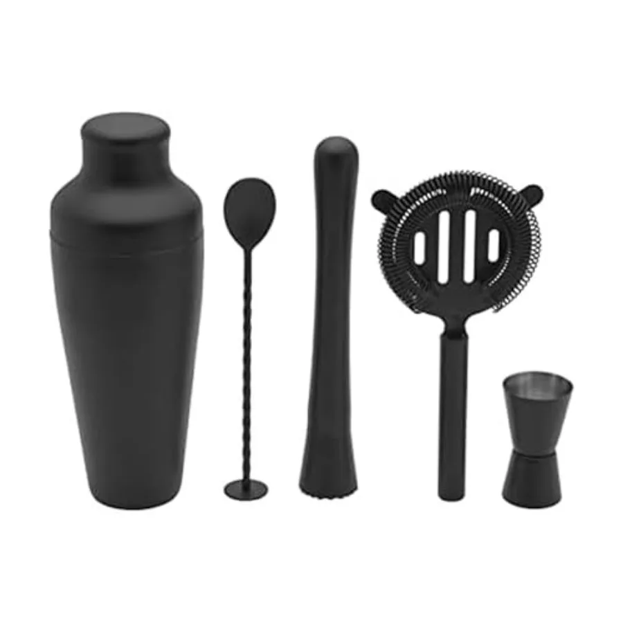 Noir 5 Piece Bar Tool Set - Stainless Steel Cocktail Shaker Jigger Strainer Muddler and Mixing Spoon with Sleek Black Finish fo
Noir 5 Piece Bar Tool Set - Stainless Steel Cocktail Shaker Jigger Strainer Muddler and Mixing Spoon with Sleek Black Finish fo