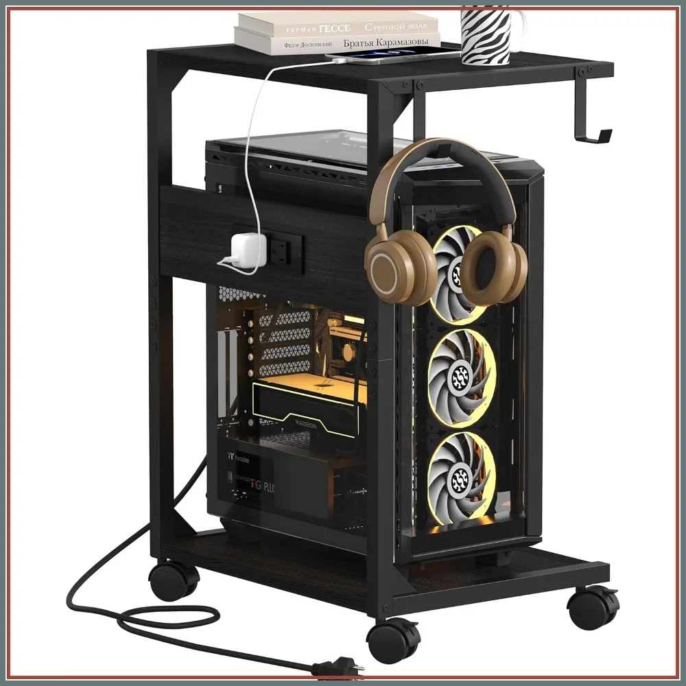 2 Tier Rolling Computer Tower Stand with Charging Station, Fits Under Desk for Home Office, 11.8" D x 16.5" W
2 Tier Rolling Computer Tower Stand with Charging Station, Fits Under Desk for Home Office, 11.8" D x 16.5" W