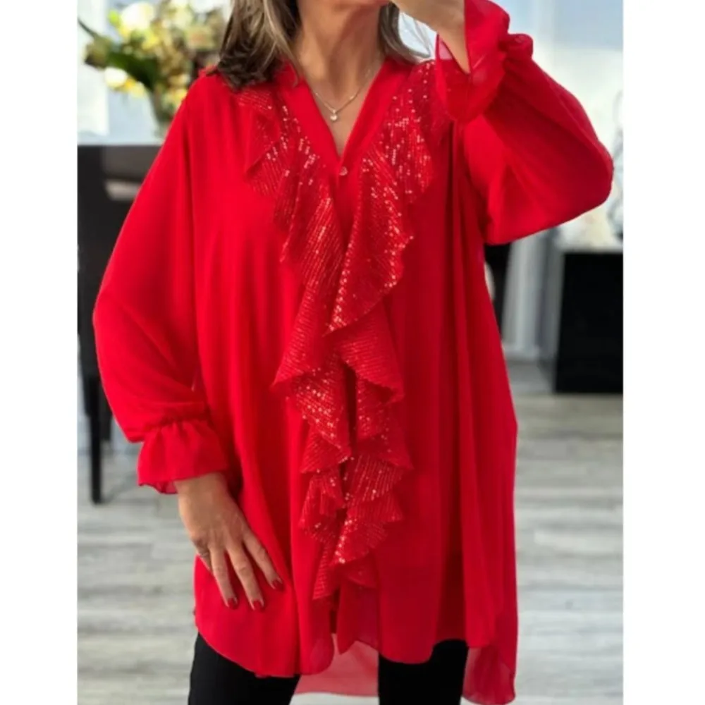 Elegant Sequin Spliced Chiffon Shirt Fashion Women's Casual Top 2025 Spring New Long Sleeved V Neck Single Breasted Female Shirt
Elegant Sequin Spliced Chiffon Shirt Fashion Women's Casual Top 2025 Spring New Long Sleeved V Neck Single Breasted Female Shirt