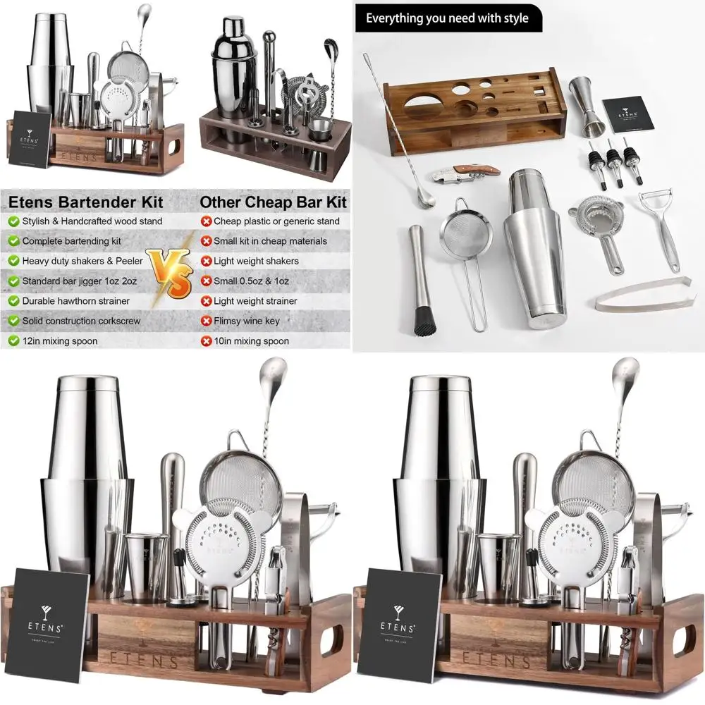 15-Piece Deluxe Mixology Bartending Kit with Wooden Stand | Professional Boston Shaker and Bar Tools for Home and Expert Mixolog
15-Piece Deluxe Mixology Bartending Kit with Wooden Stand | Professional Boston Shaker and Bar Tools for Home and Expert Mixolog