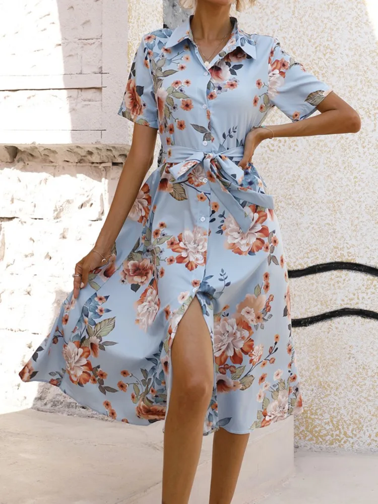 Women Flower Printed Shirt Dresses 2025 Summer Fashion Female Lace Up Single Breasted Lapel Short Sleeve Dress Vestidos Clothing
Women Flower Printed Shirt Dresses 2025 Summer Fashion Female Lace Up Single Breasted Lapel Short Sleeve Dress Vestidos Clothing