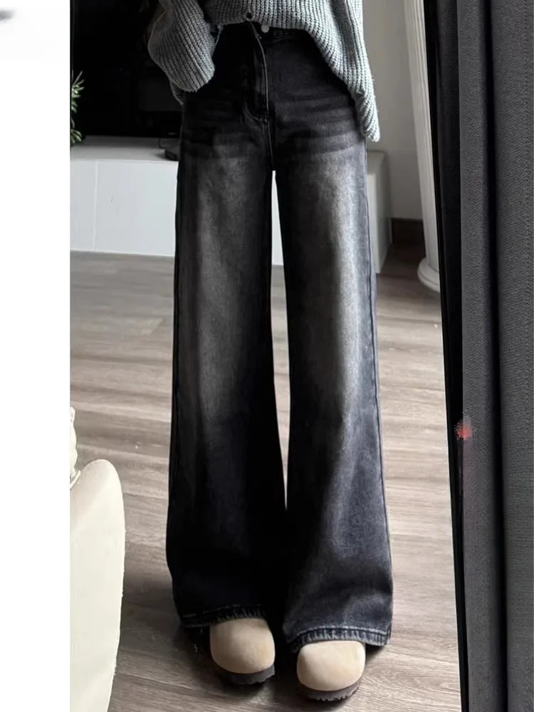 Большие размеры, широкие джинсы с высокой талией на подкладке, женские свободные прямые брюки длиной до пола, осень-зима, повседневные брюки
Большие размеры, широкие джинсы с высокой талией на подкладке, женские свободные прямые брюки длиной до пола, осень-зима, повседневные брюки