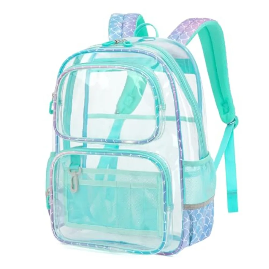 Clear Backpack for Girls, Heavy Duty PVC Transparent Bookbag for School, Funny Backpacks with Mermaid Print, Blue
Clear Backpack for Girls, Heavy Duty PVC Transparent Bookbag for School, Funny Backpacks with Mermaid Print, Blue