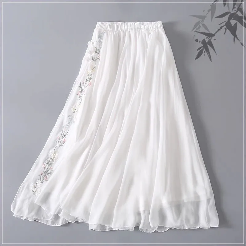 Fashion Fairy Women Skirts Elegant Vintage Embroidery A-Line Chiffon Skirt 2025 Women's Summer Casual Long Skirt Faldas
Fashion Fairy Women Skirts Elegant Vintage Embroidery A-Line Chiffon Skirt 2025 Women's Summer Casual Long Skirt Faldas