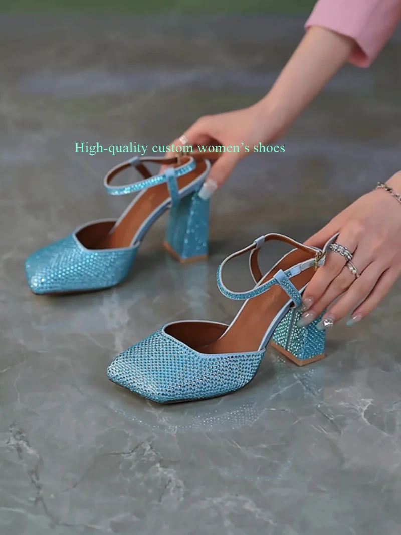 Embellished With Rhinestones Sexy Chunky Heel Sandals Unique; Distinctive Asakuchi Luxury Women's Footwear Ankle Buckle
Embellished With Rhinestones Sexy Chunky Heel Sandals Unique; Distinctive Asakuchi Luxury Women's Footwear Ankle Buckle