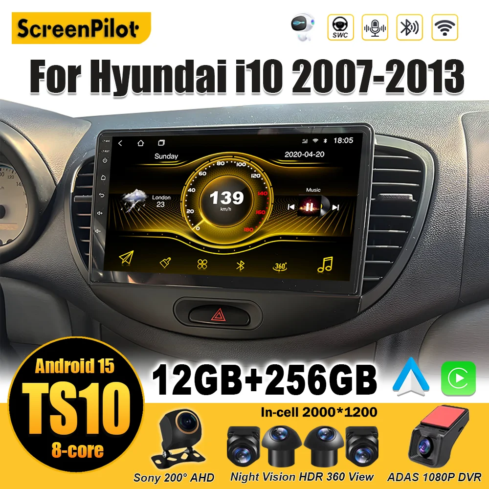 For Hyundai i10 2007 2008 2009 20010 2012 2013 Car Android 15 Radio Auto Carplay GPS Navigation Bluetooth RDS Wifi
For Hyundai i10 2007 2008 2009 20010 2012 2013 Car Android 15 Radio Auto Carplay GPS Navigation Bluetooth RDS Wifi