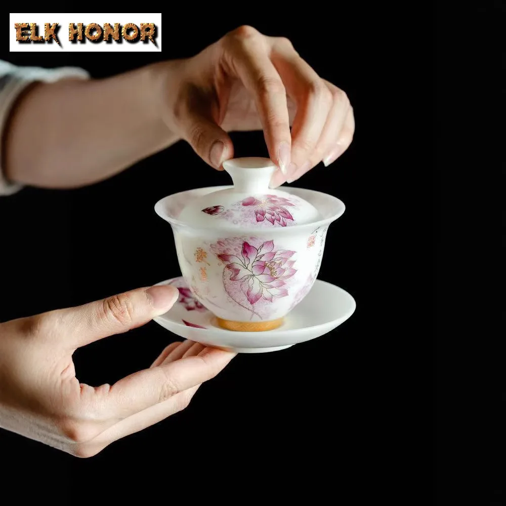 150ml Icy White Porcelain Lotus Three Talents Gaiwan Zen Tea Tureen Tea Bowl With Lid Kit Tea Maker Cover Bowl Drinkware Craft
150ml Icy White Porcelain Lotus Three Talents Gaiwan Zen Tea Tureen Tea Bowl With Lid Kit Tea Maker Cover Bowl Drinkware Craft