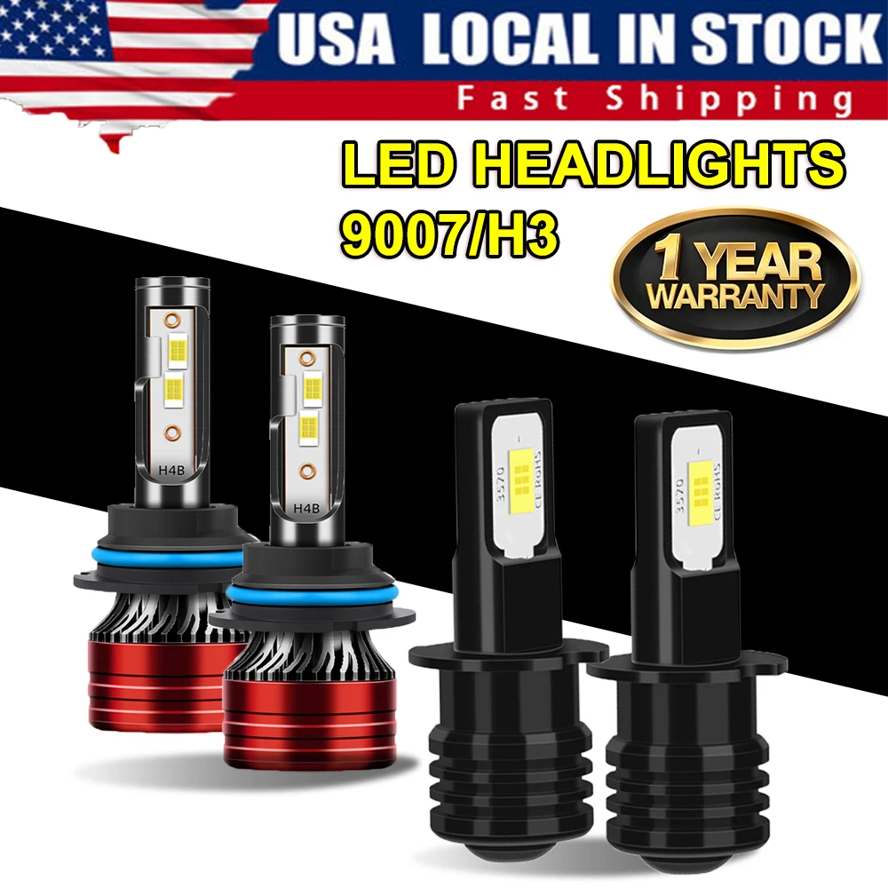9007 H3 LED Headlight High/Low Beam Fog Light Bulbs 6500K White Conversion Kit Imported 3570 CSP Headlamps
9007 H3 LED Headlight High/Low Beam Fog Light Bulbs 6500K White Conversion Kit Imported 3570 CSP Headlamps