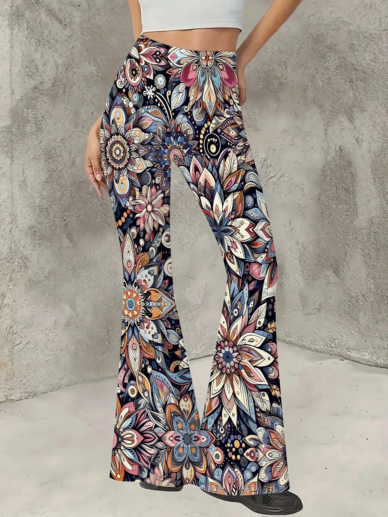 Women's Boho Printed Flare Pants Vintage Knit High Waist Wide Leg Trousers
Women's Boho Printed Flare Pants Vintage Knit High Waist Wide Leg Trousers