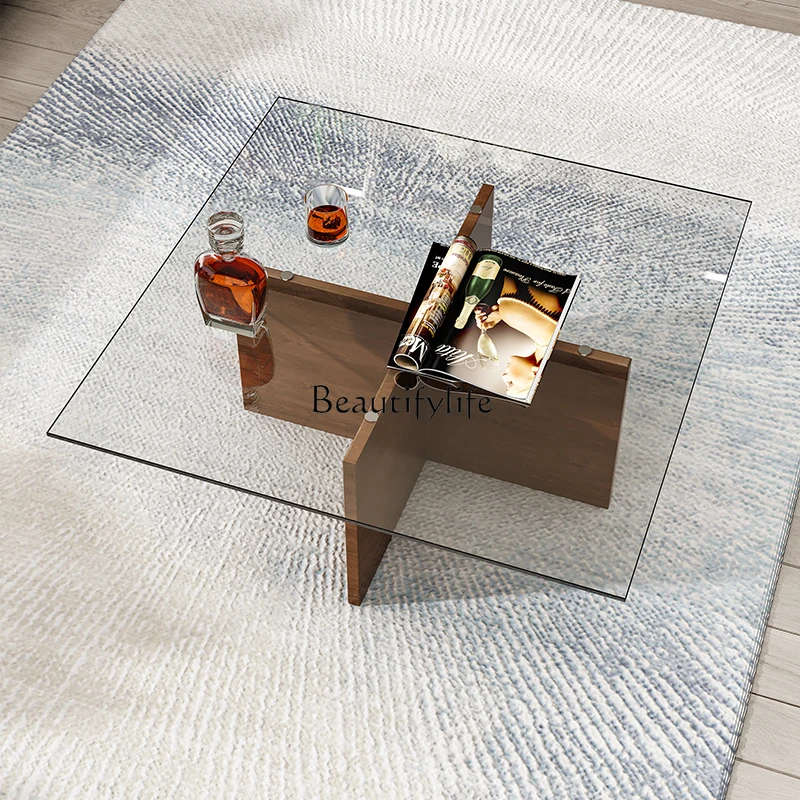 Nordic light luxury tempered glass square coffee table antique simple living room
Nordic light luxury tempered glass square coffee table antique simple living room
