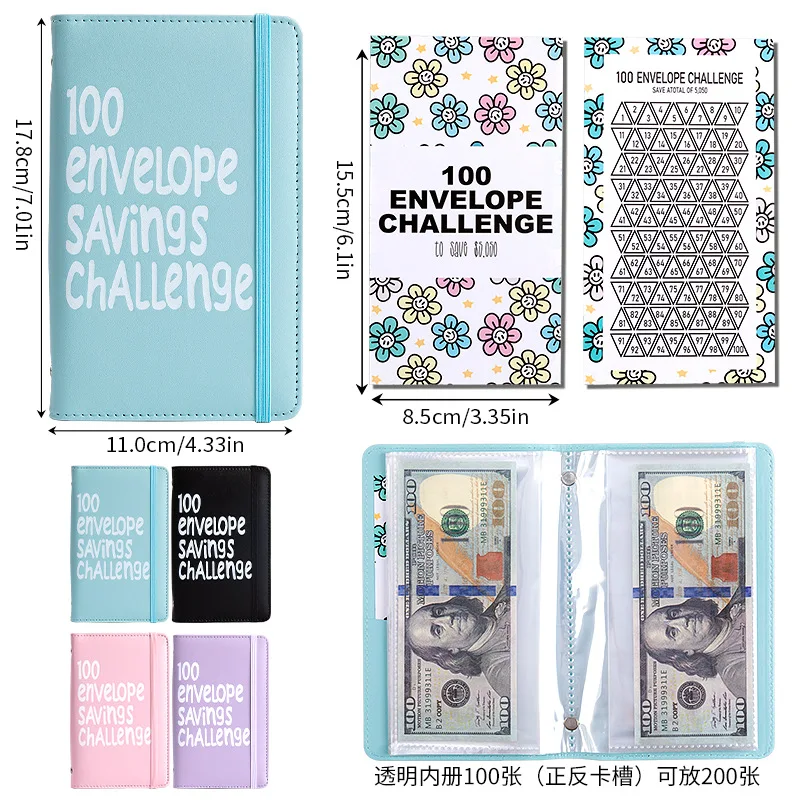 Portable A6 100 Envelope Savings Challenge Book Macaron Loose Leaf Budget Planner Cash Envelope System for Money Saving
Portable A6 100 Envelope Savings Challenge Book Macaron Loose Leaf Budget Planner Cash Envelope System for Money Saving