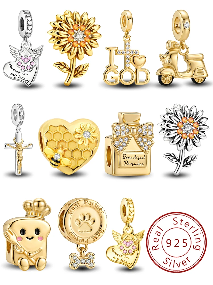 925 Sterling Silver Motorcycle Bowl Sunflower Gold Series Charm Pendant for Bracelets DIY Women's High Quality Fine Jewelry
925 Sterling Silver Motorcycle Bowl Sunflower Gold Series Charm Pendant for Bracelets DIY Women's High Quality Fine Jewelry