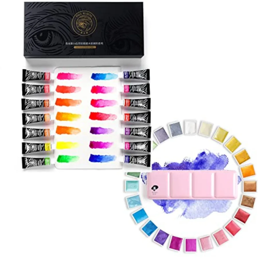 Bundle of Watercolor Paint 14 Vibrant Neon Colors Watercolor Tubes, 5ml Each Tube, and Artist Watercolor Paints-24 Metallic Gli
Bundle of Watercolor Paint 14 Vibrant Neon Colors Watercolor Tubes, 5ml Each Tube, and Artist Watercolor Paints-24 Metallic Gli