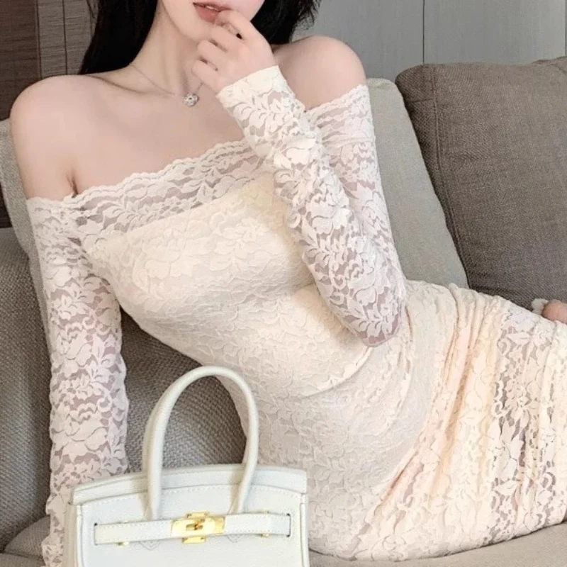Slim Skirt Long Sleeve Dress Sexy Lace One-word Shoulder Premium Sense Slightly Fat Hip Wrap Dress Women
Slim Skirt Long Sleeve Dress Sexy Lace One-word Shoulder Premium Sense Slightly Fat Hip Wrap Dress Women