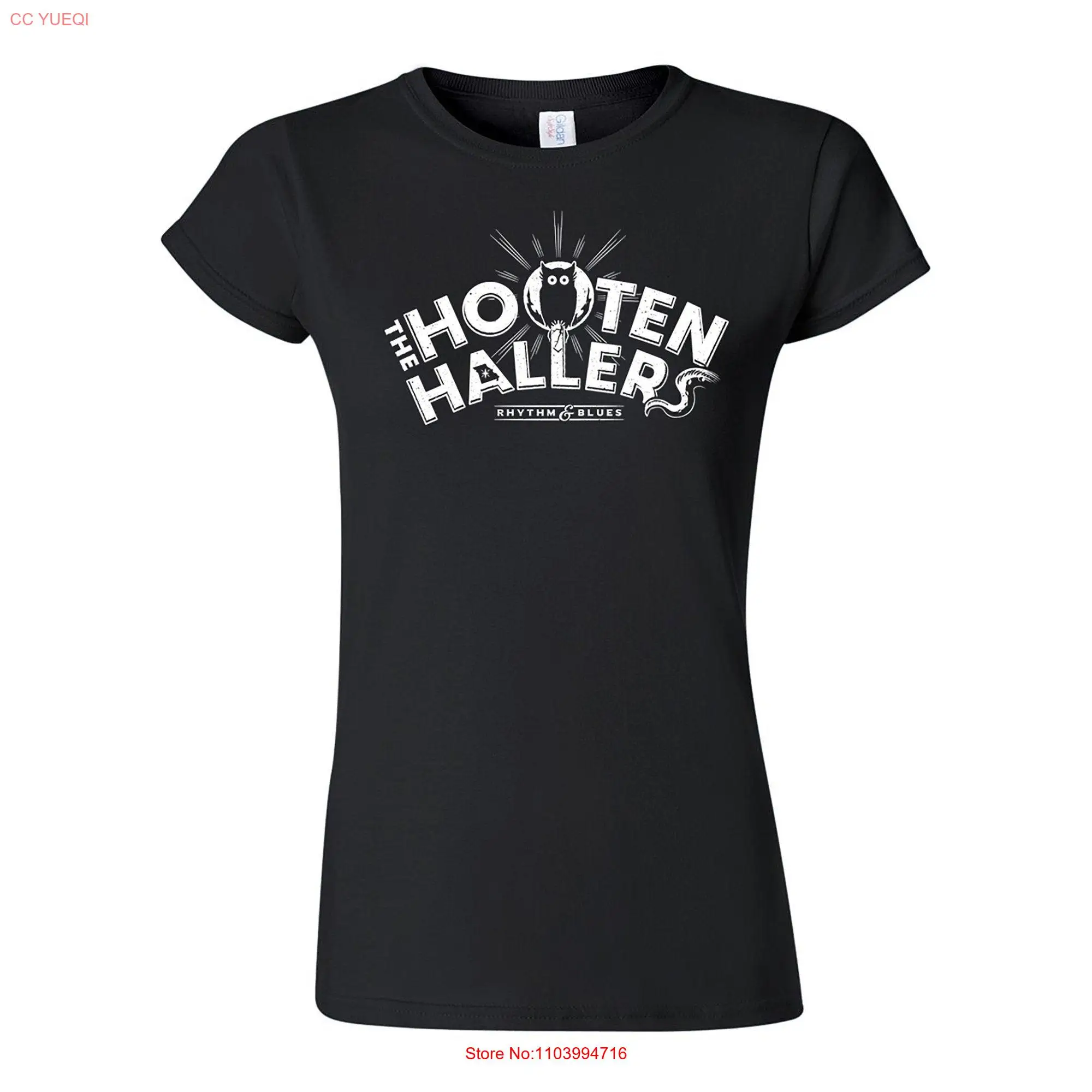 The Hooten Hallers Owl Design on Heavy 100 Cotton Women's Fit T shirt in White ink Black Fem long or short sleeves
The Hooten Hallers Owl Design on Heavy 100 Cotton Women's Fit T shirt in White ink Black Fem long or short sleeves