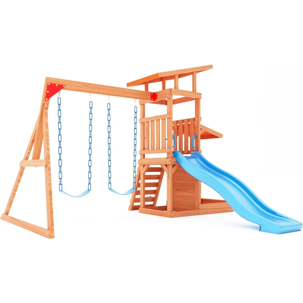 A Backyard Playhouses Designed Specifically for Children Aged 3-6, Featuring Slides, Swings, and 2 Belt Swings Playhouses
A Backyard Playhouses Designed Specifically for Children Aged 3-6, Featuring Slides, Swings, and 2 Belt Swings Playhouses
