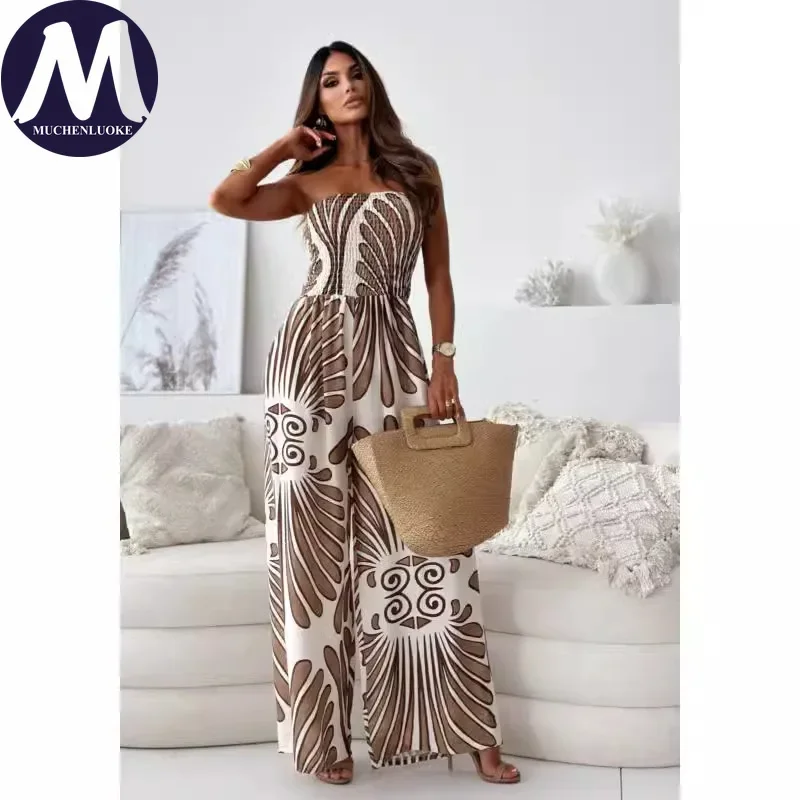 Woman Jumpsuits Elegant Summer Printed Sleeveless One-piece Collar Jumpsuits Fashionable Slim Fit High Waisted Wide Leg Jumpsuit
Woman Jumpsuits Elegant Summer Printed Sleeveless One-piece Collar Jumpsuits Fashionable Slim Fit High Waisted Wide Leg Jumpsuit