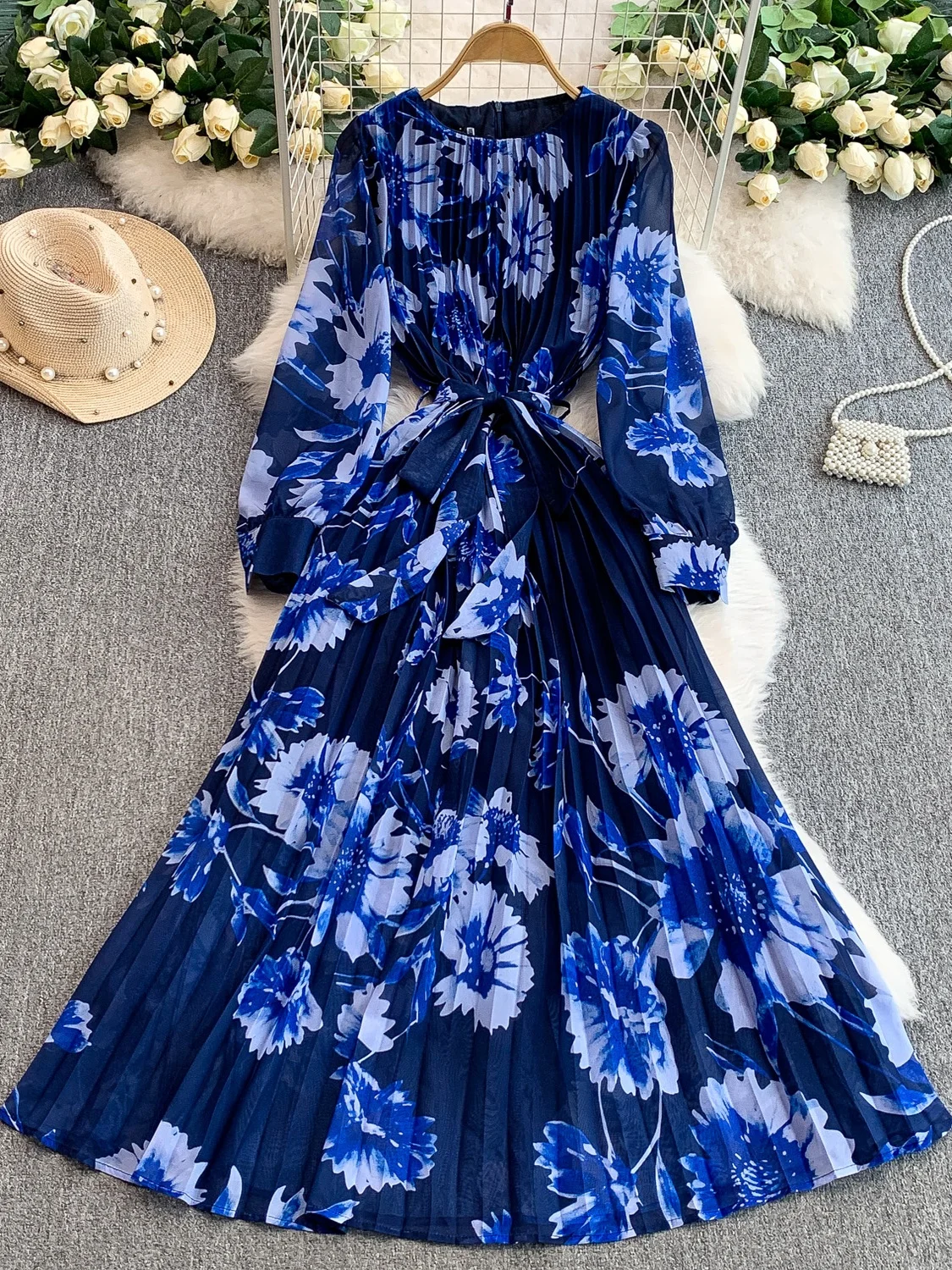 Ele Long Sve Chiffon Print Dr Women's Spring Autumn Holiday Waist Cinched Pleated Skirt Midi Dr Korean Sle
Ele Long Sve Chiffon Print Dr Women's Spring Autumn Holiday Waist Cinched Pleated Skirt Midi Dr Korean Sle