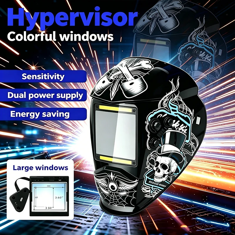 TIG MIG MMA welding mask, true color, four arc sensors, solar cell, 13-inch
TIG MIG MMA welding mask, true color, four arc sensors, solar cell, 13-inch