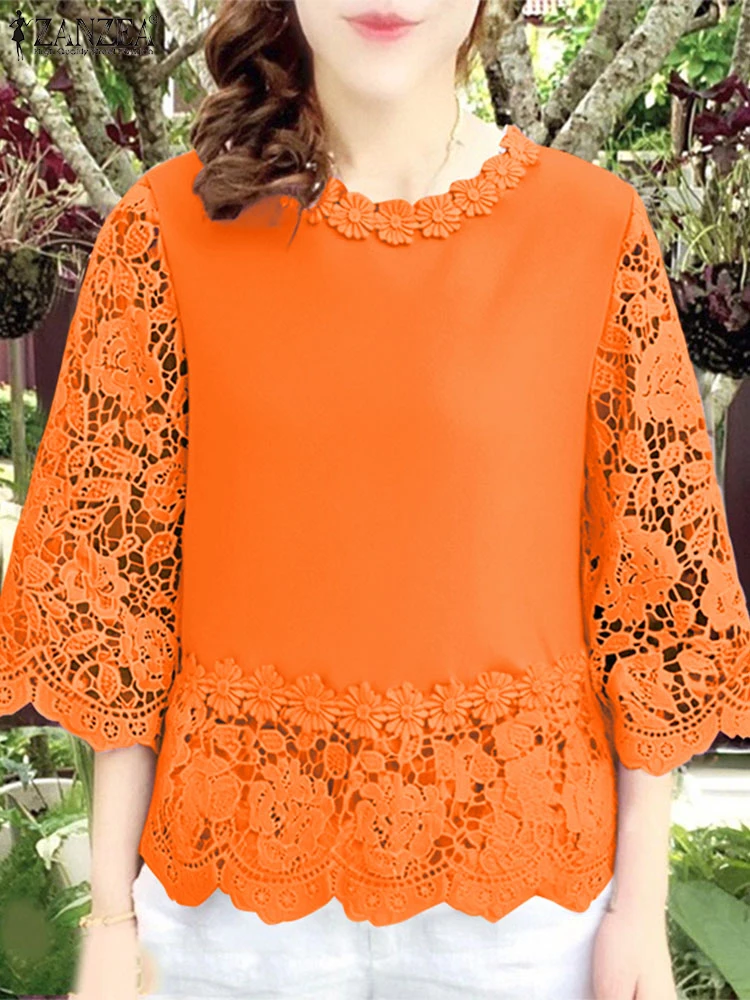 ZANZEA Day Wear Lace Patchwork Blusas Mujer 2025 Summer Woman 3/4 Sleeve Openwork Blouses O-Neck Commuting Fashion Elegant Tops
ZANZEA Day Wear Lace Patchwork Blusas Mujer 2025 Summer Woman 3/4 Sleeve Openwork Blouses O-Neck Commuting Fashion Elegant Tops