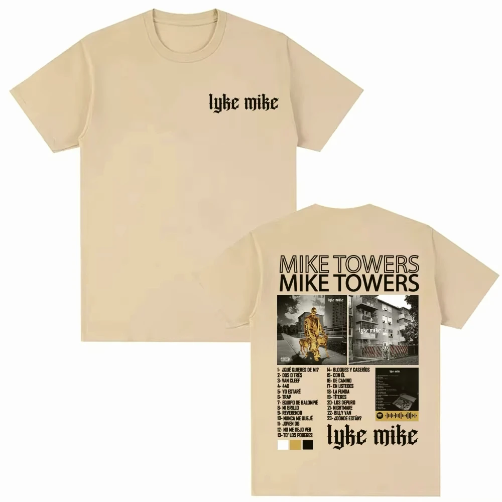 Mike Towers Lyke Mike Album 2025 Tour Графическая футболка Мужчины Женщины Хлопковая футболка с круглым вырезом и коротким рукавом Модные музыкальные футболки в стиле хип-хоп
Mike Towers Lyke Mike Album 2025 Tour Графическая футболка Мужчины Женщины Хлопковая футболка с круглым вырезом и коротким рукавом Модные музыкальные футболки в стиле хип-хоп