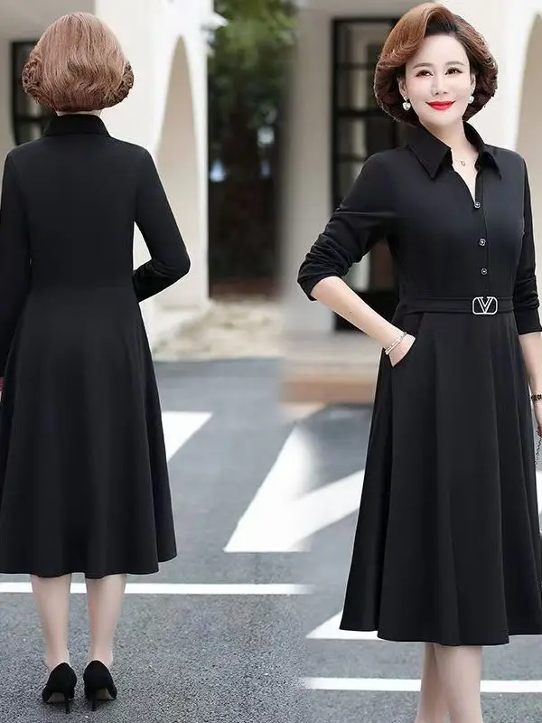 Elegant Mid-Length A-Line Dress Slimming Waist Design for Middle-Aged Women Polyester Fiber Long Sleeve Summer Dress
Elegant Mid-Length A-Line Dress Slimming Waist Design for Middle-Aged Women Polyester Fiber Long Sleeve Summer Dress