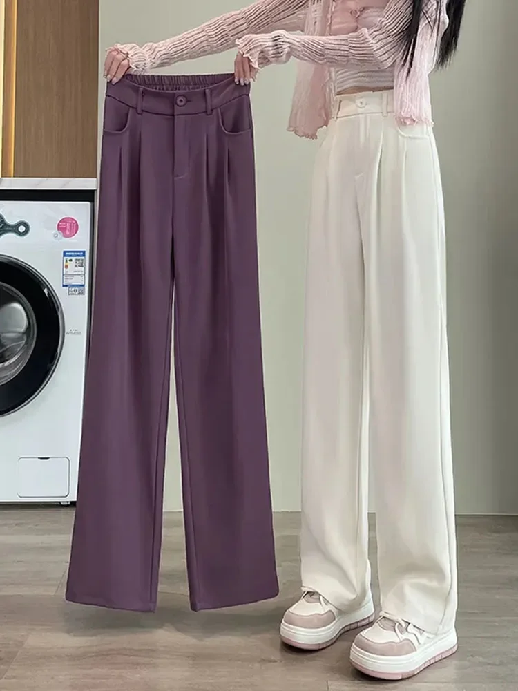 Women Formal Baggy Straight Pants Ice Slik Casual Loose Calcas Feminina New Korean Office Elastic High Waist Wide Leg Pantalones
Women Formal Baggy Straight Pants Ice Slik Casual Loose Calcas Feminina New Korean Office Elastic High Waist Wide Leg Pantalones