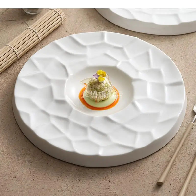 Pure White Irregular Texture Ceramic Dinner Plate Restaurant Dessert Snack Sushi Pasta Plates Specialty Tableware
Pure White Irregular Texture Ceramic Dinner Plate Restaurant Dessert Snack Sushi Pasta Plates Specialty Tableware